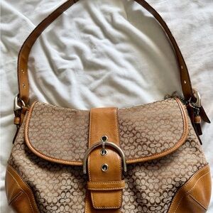 SOLD Vintage Coach Y2K SoHo Tan Signature Monogram C Canvas/Leather Shoulder Bag